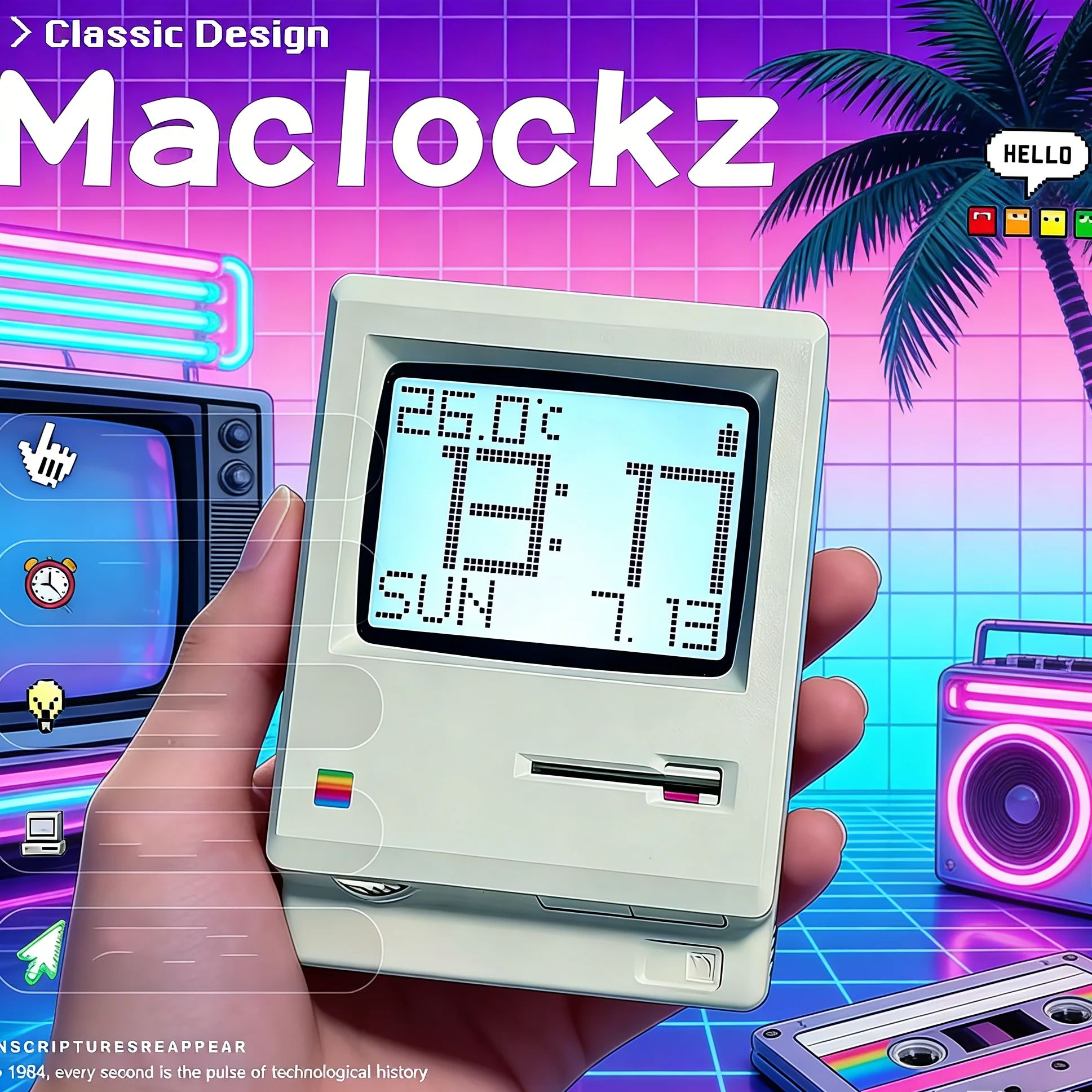 Office Tech Decor - Retro Nostalgiczny Budzik Maclock w Stylu