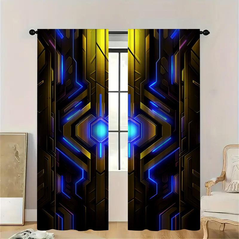2 szt. Geometryczne zasłony te – Office Tech Decor recenzja i cena